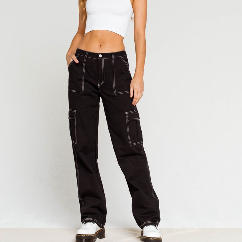 BDG Black Skater Pants with Pink Contrast Stitching XXS